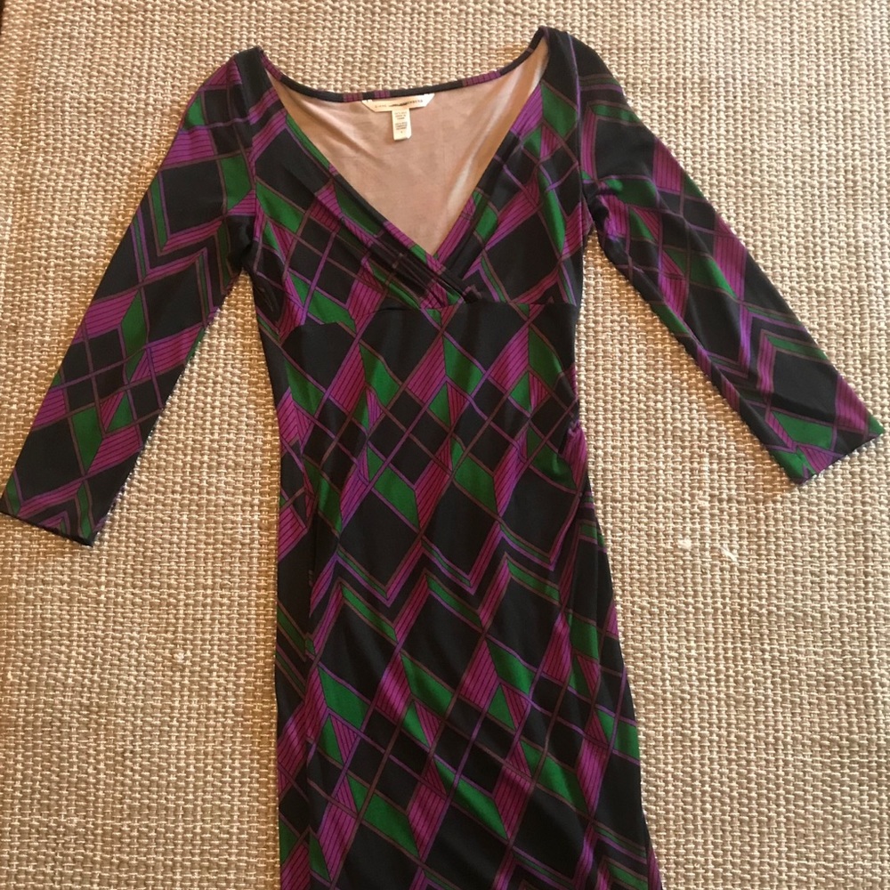 DVF Geometric Print V-neck Dress